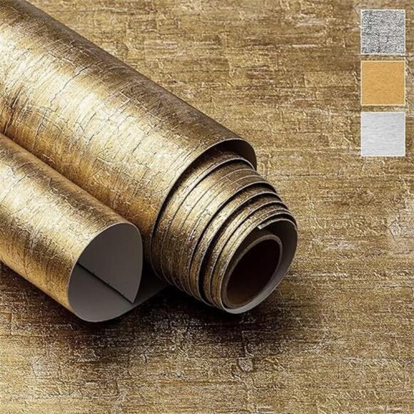 Gold Peel and Stick Contact Paper (15.7" x 78", Gold) Textured Metallic - Picture 7 of 7